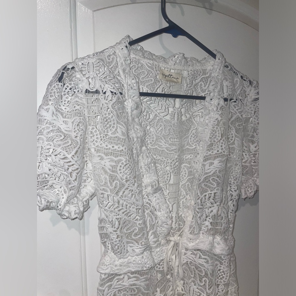 New Capittana Margot Bridal Lace Mini Swim Cover-Up Crochet🤍XS/S Limited Edition - Picture 10 of 16